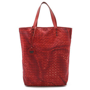 BOTTEGA Veneta Intreccio tote bag vertical leather red charm